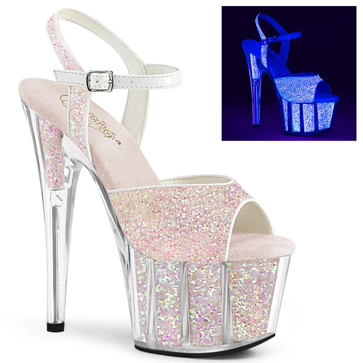 ADORE-710UVG Glow Under Blacklight Glitter Stripper Shoes