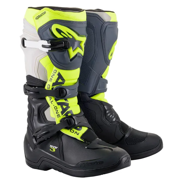 Alpinestars Tech 3 Off-Road Boots Black / Cool Grey / Fluo Yellow