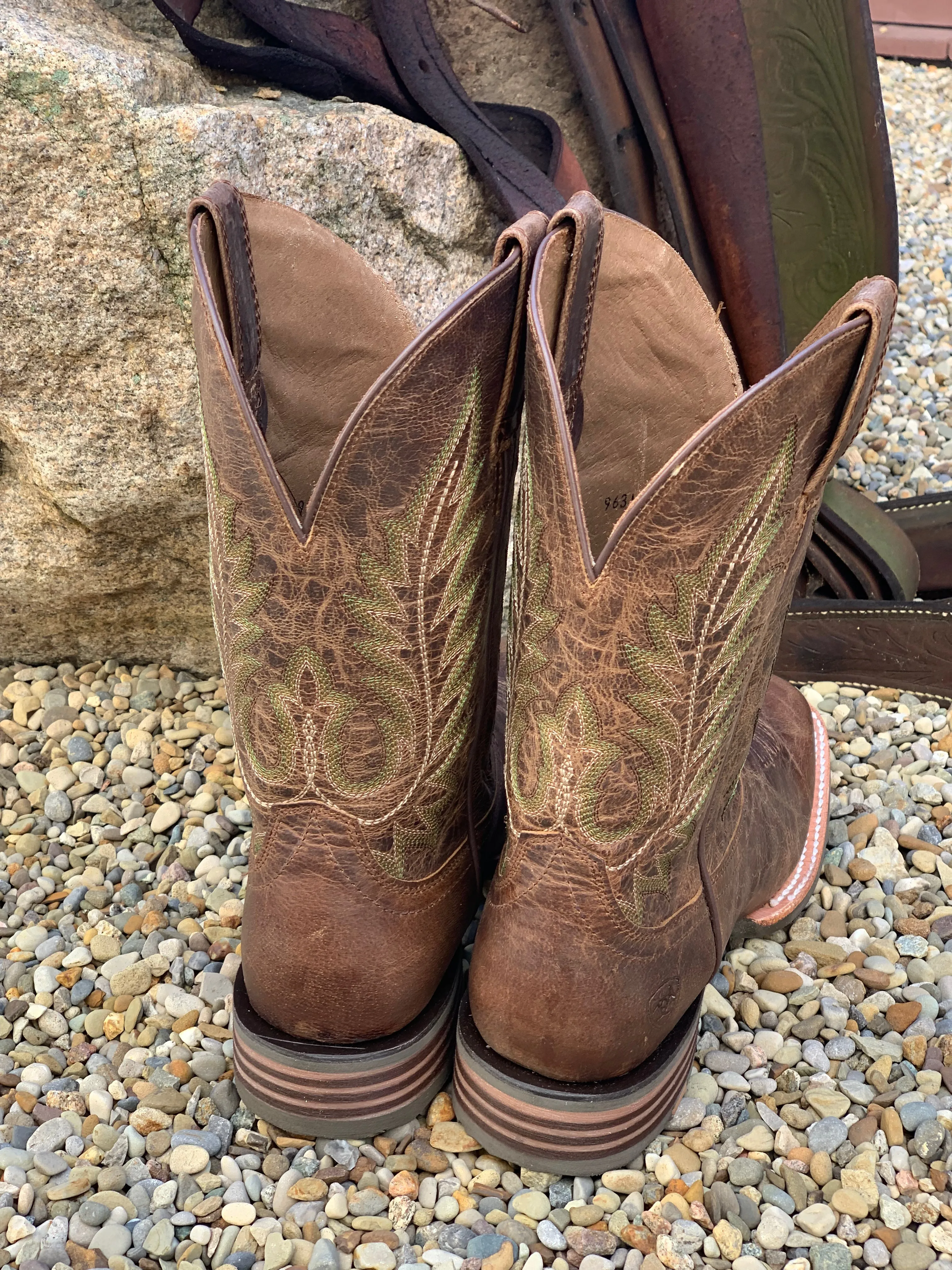 Ariat Men's Ridin' High Pecan Brown Square Toe Cowboy Boot 10042468