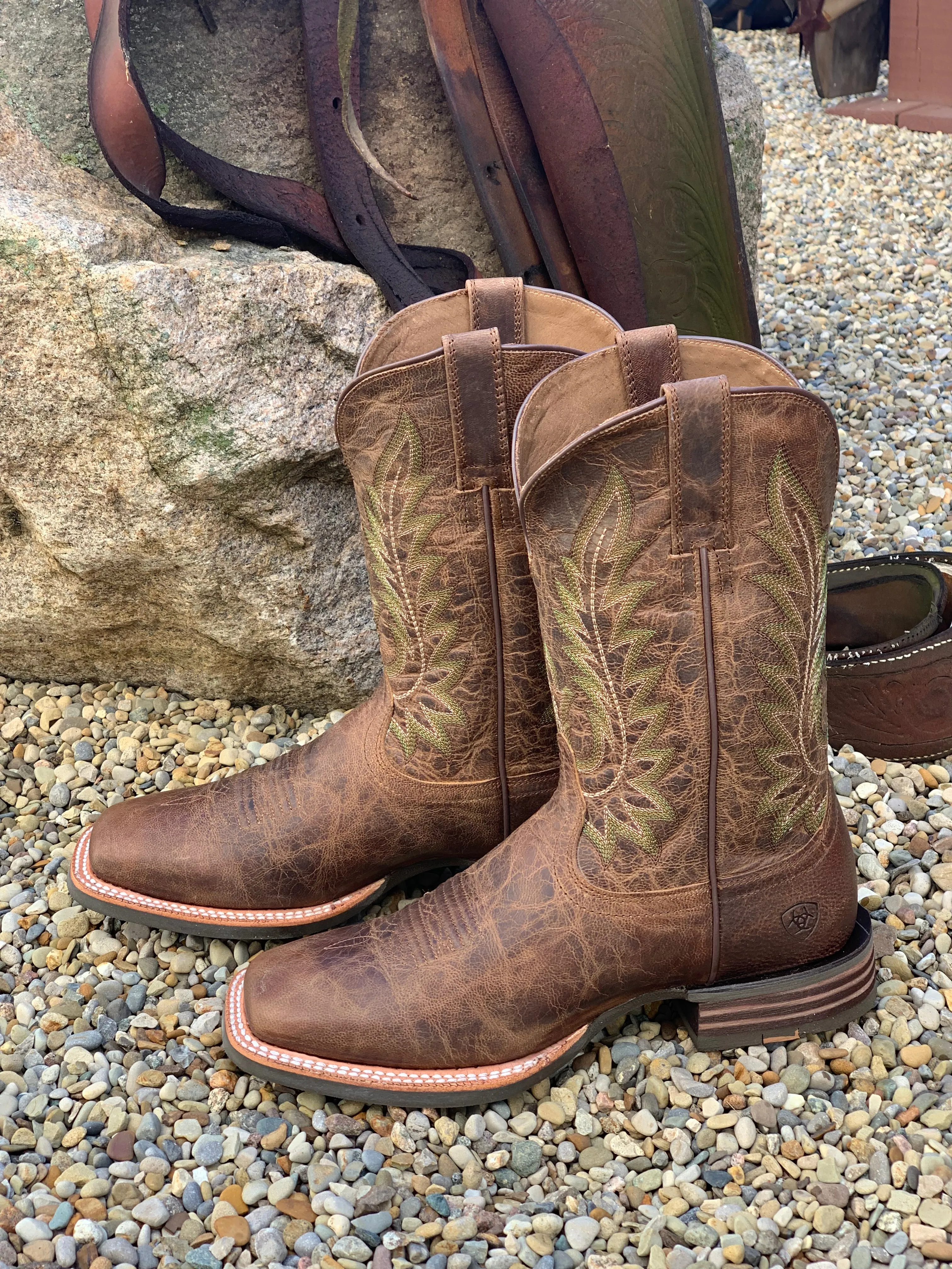 Ariat Men's Ridin' High Pecan Brown Square Toe Cowboy Boot 10042468