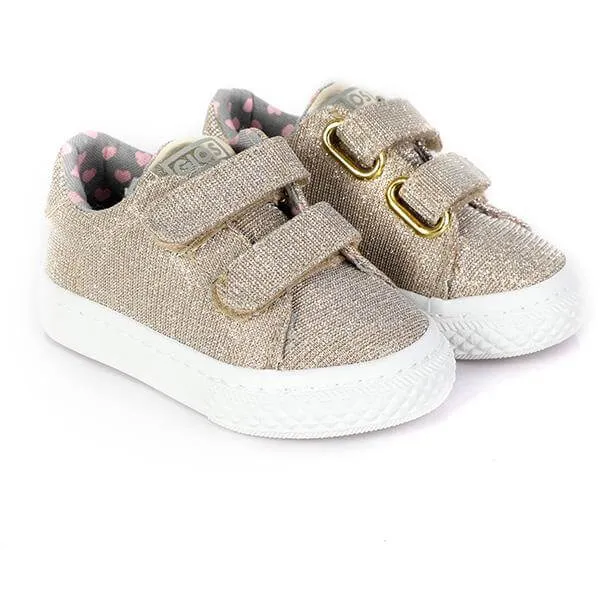 BABY GIRLS GOLD VELCRO SNEAKERS