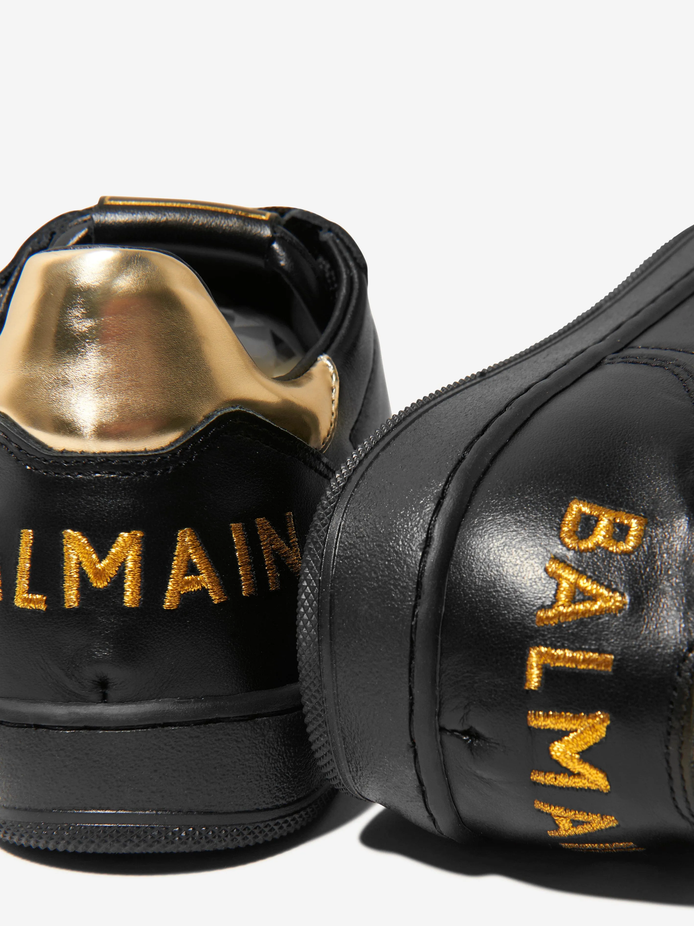 Balmain Boys Leather Low Basket Trainers