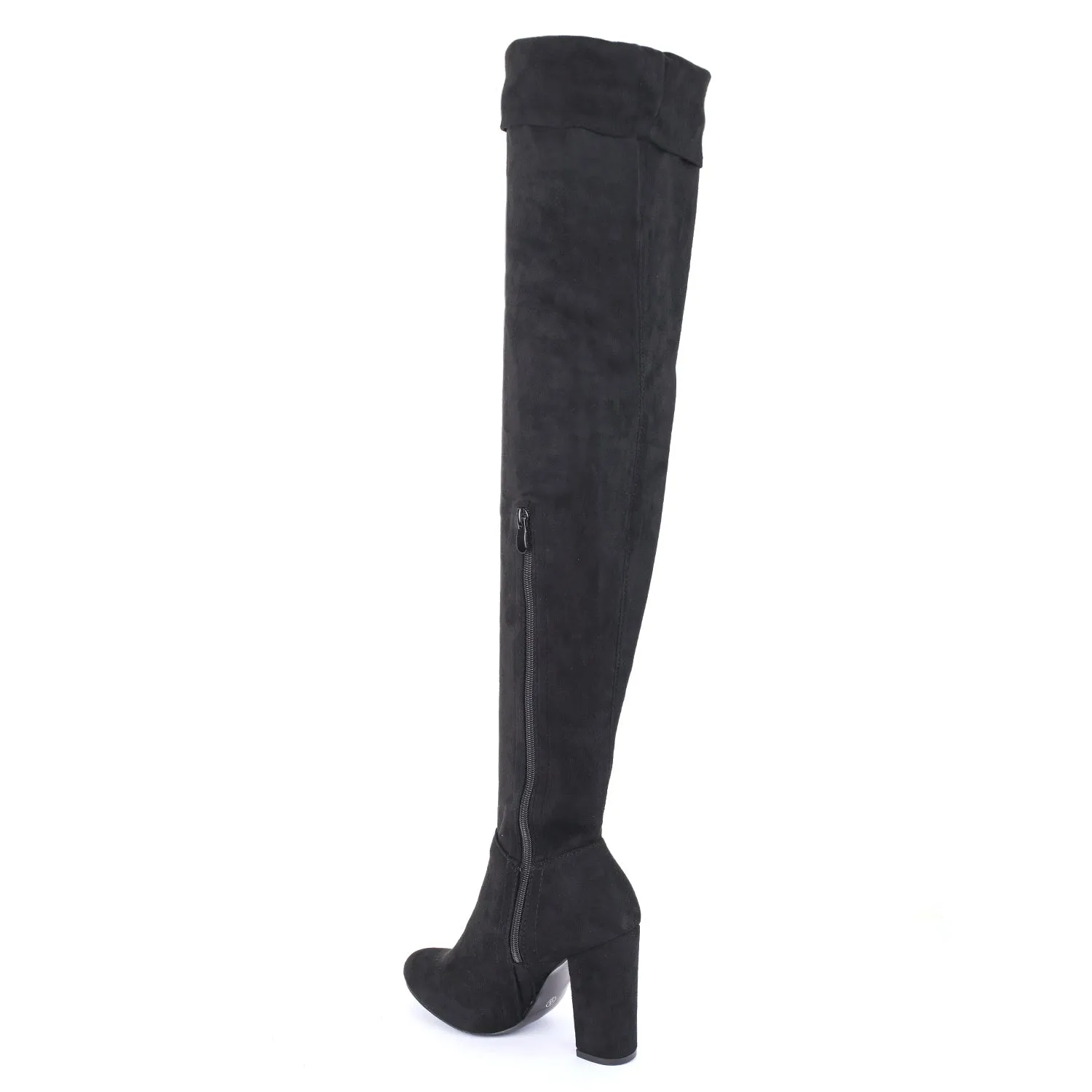 Black Over The Knee Collar Boot