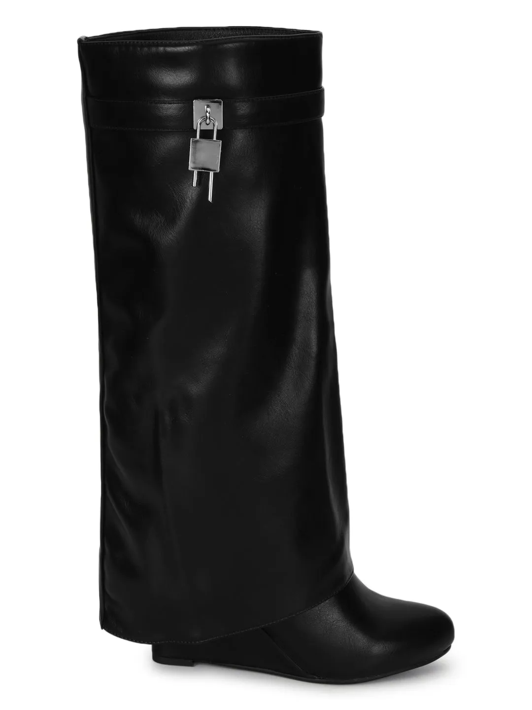 Black PU High-End-Fashion Stylish Knee Boots (TC-RS3670-BLK)