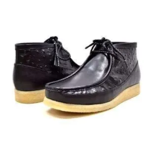 British Walkers Walker 100 Wallabee Boots Men's Black Ostrich Leather