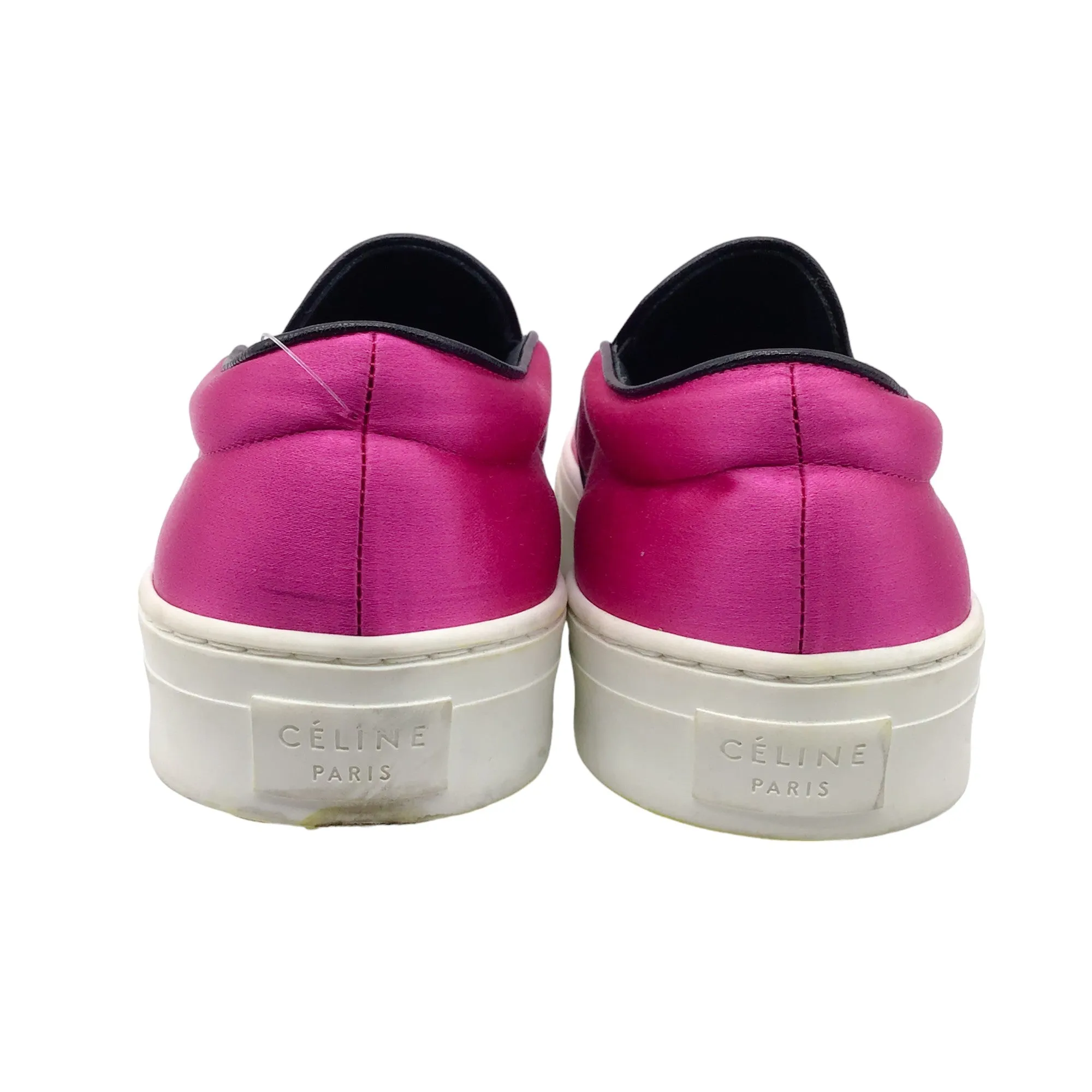 Celine Hot Pink Satin Slip-On Sneakers