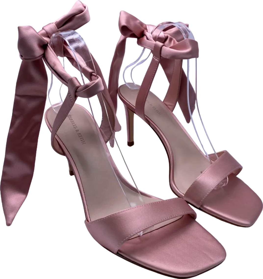 Charles & Keith Pink Satin Bow Heels EU 41 UK 8