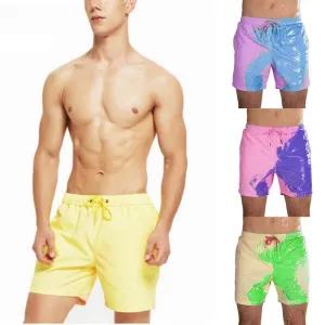 Color-changing Beach Shorts Men Swimming Surfing Board Swimwear Quick Dry Discoloration Shorts