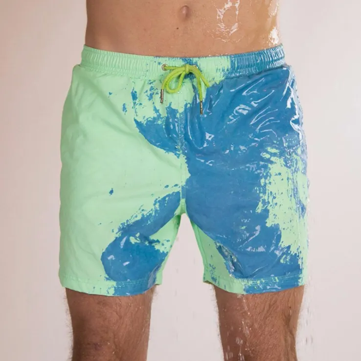 Color-changing Beach Shorts Men Swimming Surfing Board Swimwear Quick Dry Discoloration Shorts