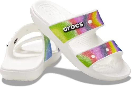 crocs Unisex Adult Classic Spray Dye Sandal WHI/MLTI White Slipper (208055-94S)