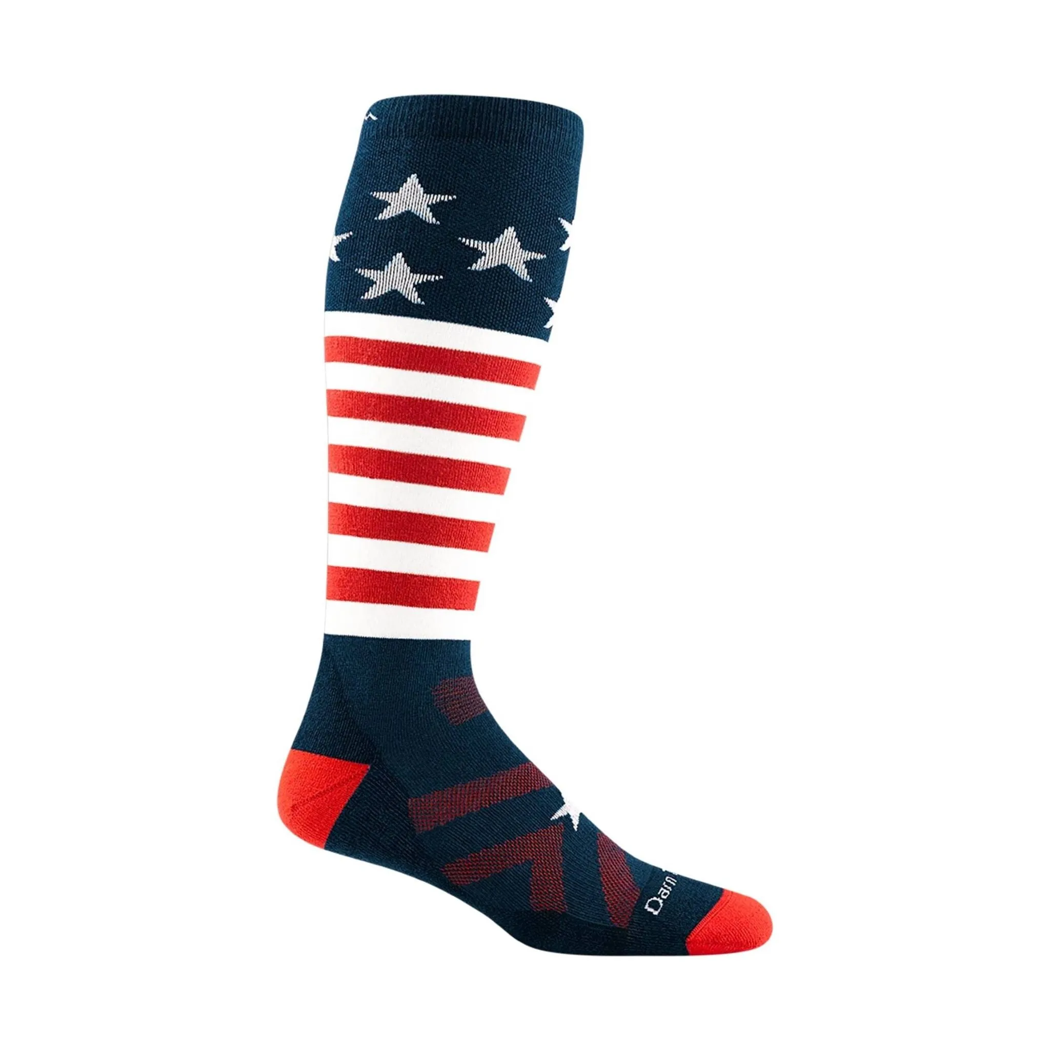 Darn Tough Vermont Men's Captain Stripe Over The Calf Midweight Ski and Snowboard Sock - Stars and Stripes