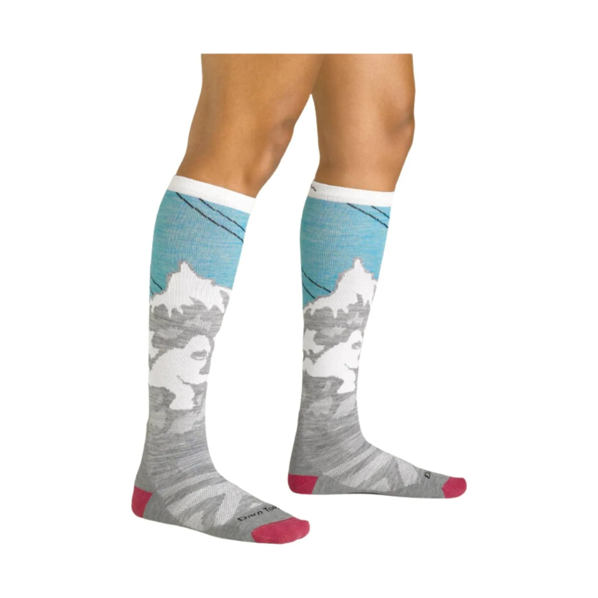 Darn Tough Vermont Women's Yeti Over The Calf Midweight Ski and Snowboard Sock - Aqua