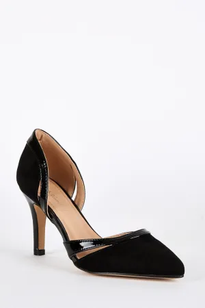 Faux Suede Cut Out Detail D'Orsay Heels