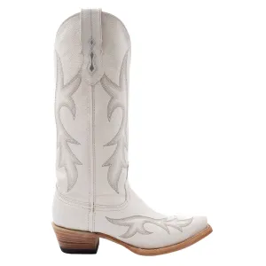 Ferrini Scarlett White Full Grain Leather Western Snipped Toe Dress Boots