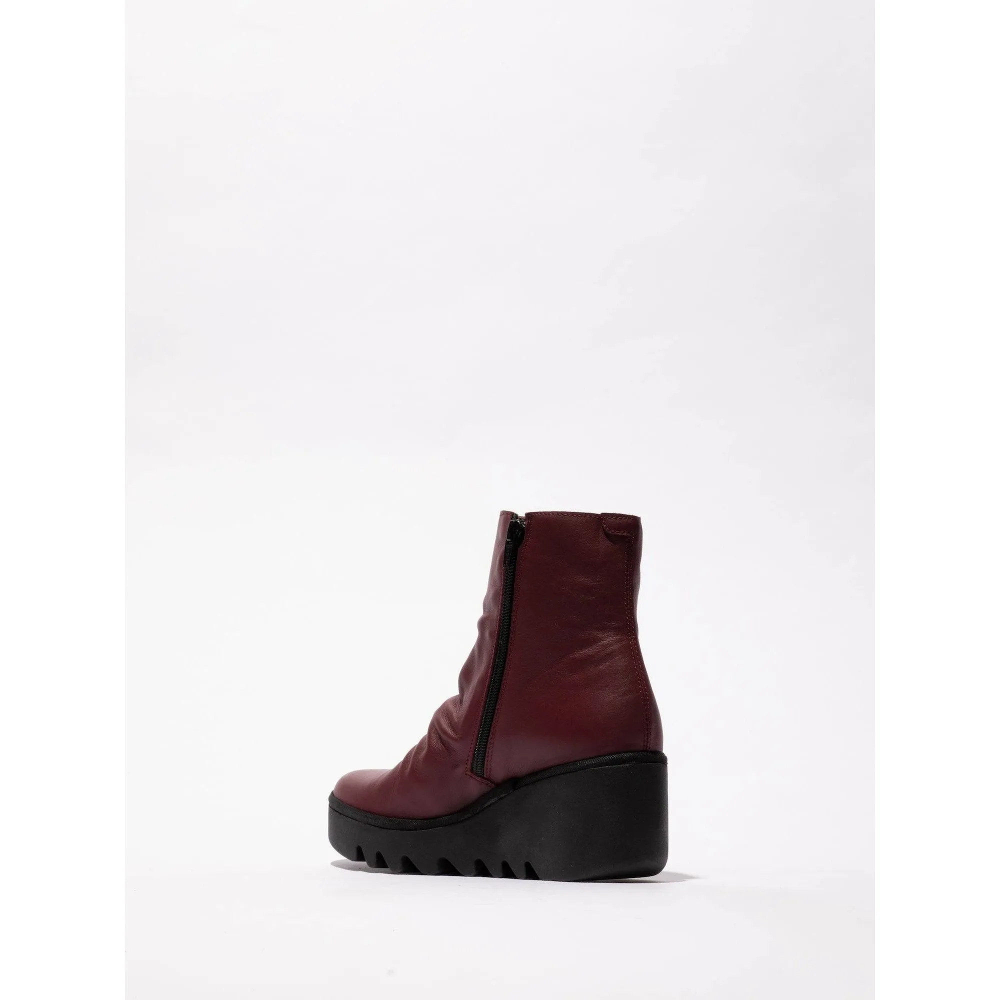 Fly BAAN538 Dublin Ladies Wine Leather Side Zip Ankle Boots