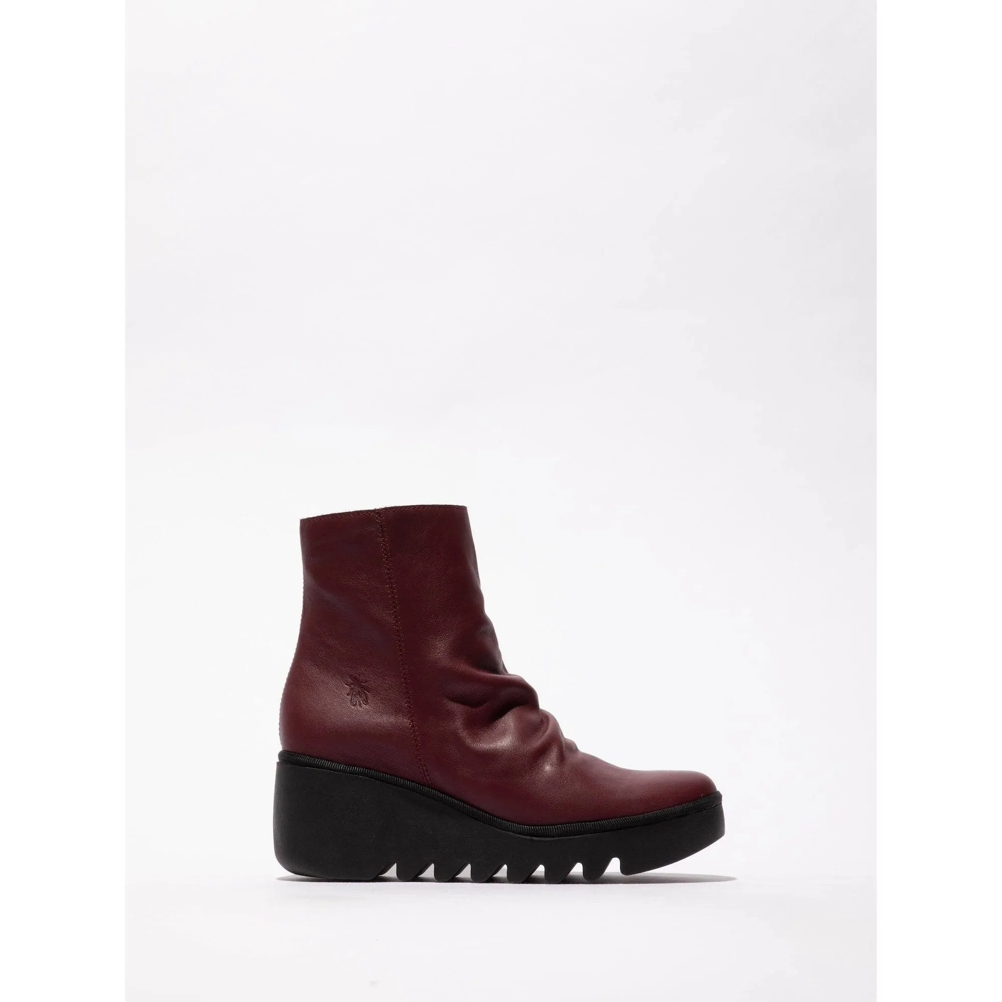 Fly BAAN538 Dublin Ladies Wine Leather Side Zip Ankle Boots