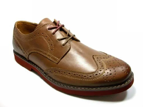 GBX Mens Zevon Lace Up Wing Tip Oxford Light Brown Leather Dress Casual Shoes