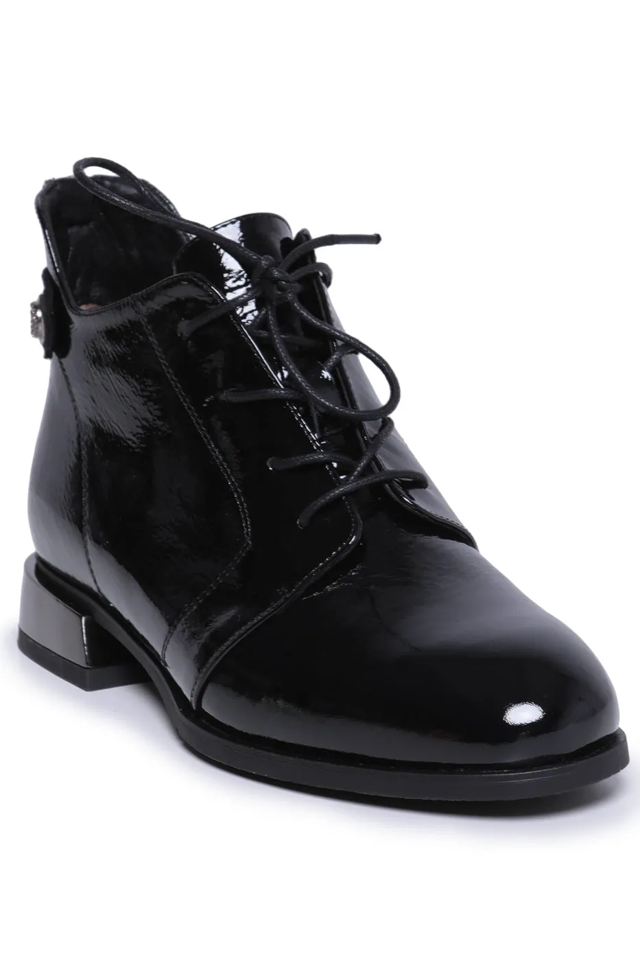 Gloss Lace-Up Ankle Boots Margo - Black