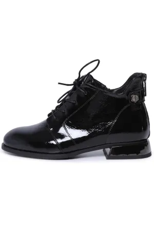 Gloss Lace-Up Ankle Boots Margo - Black