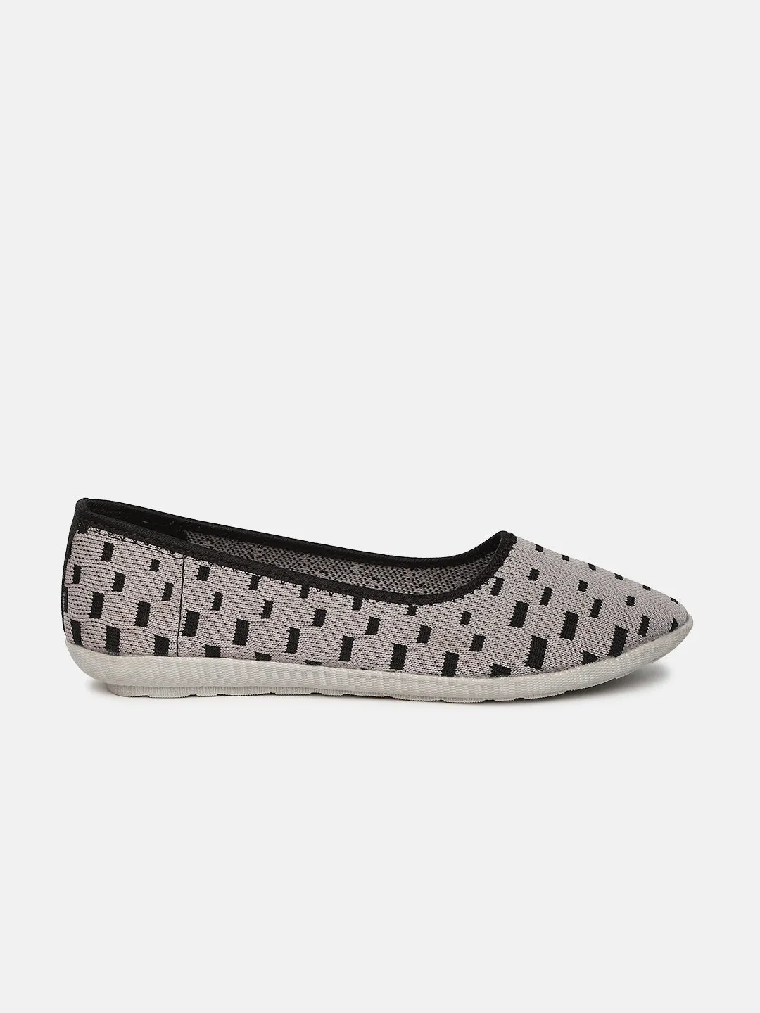 Grey Woven Design Flatform Ballerinas