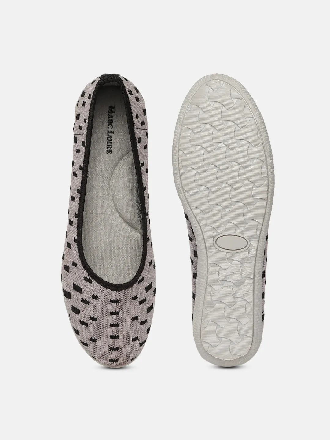 Grey Woven Design Flatform Ballerinas