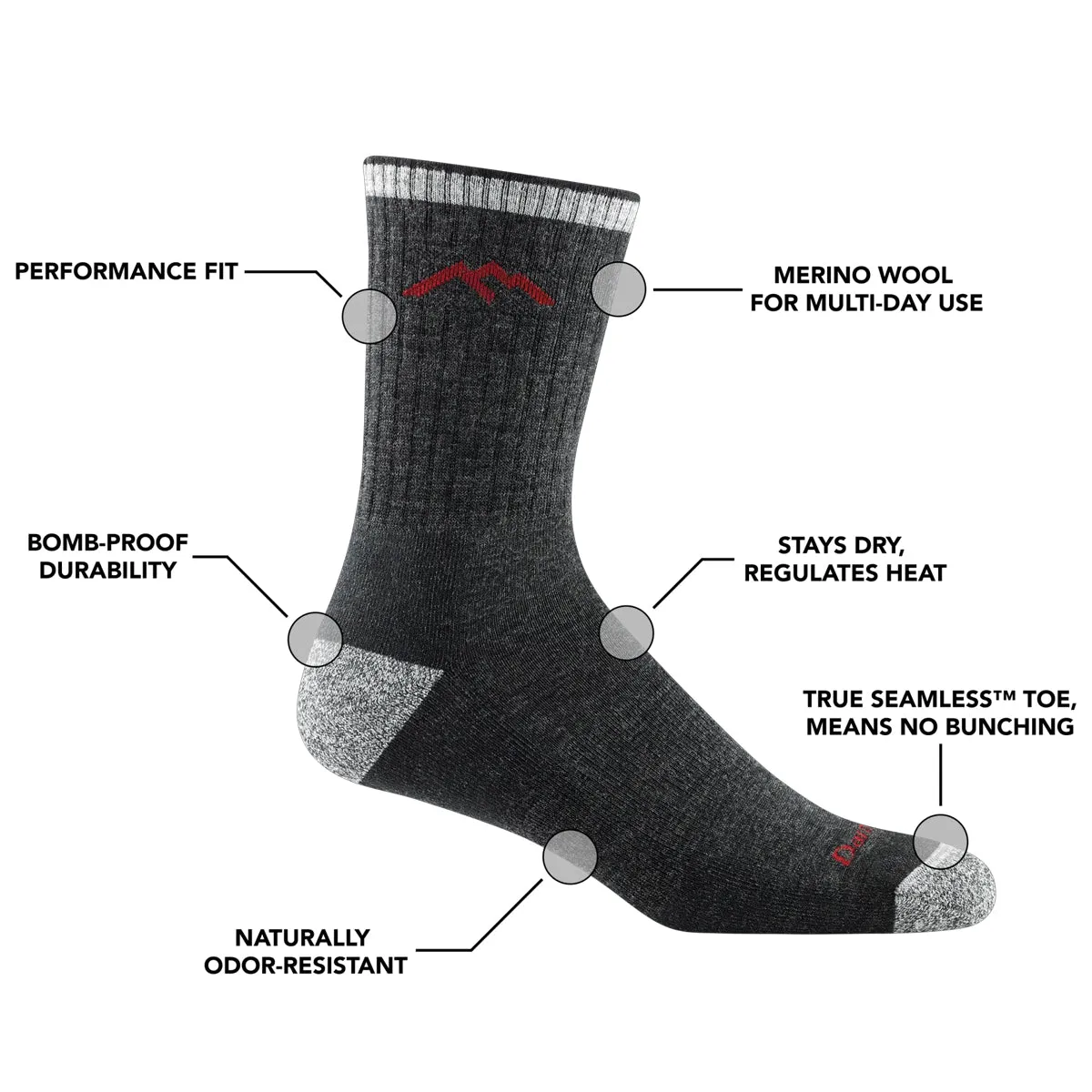 Hiker Boot Full Cushion Midweight Hiking Sock - Charcoal