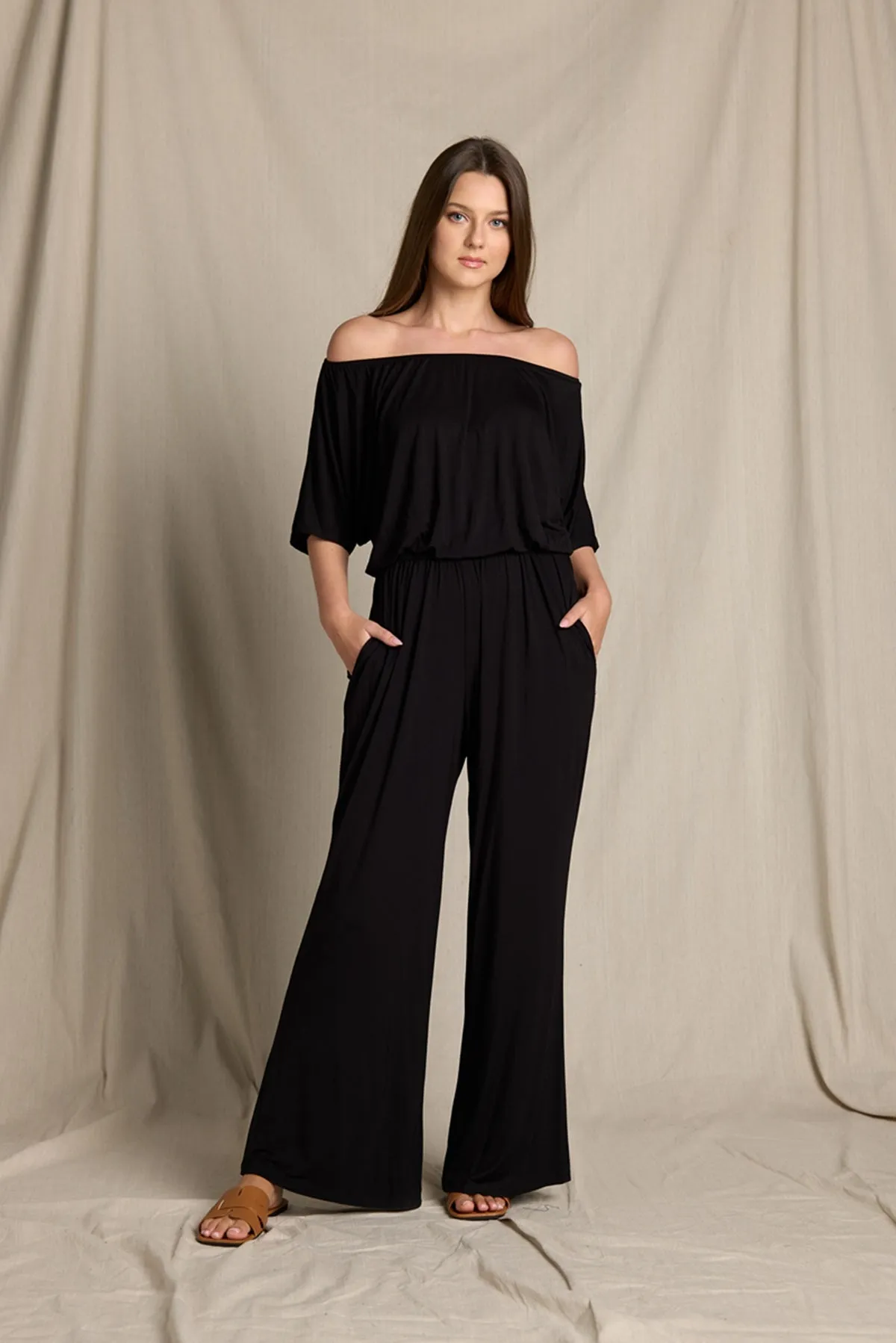 Joy Off The Shoulder Wide Leg Jumpsuit