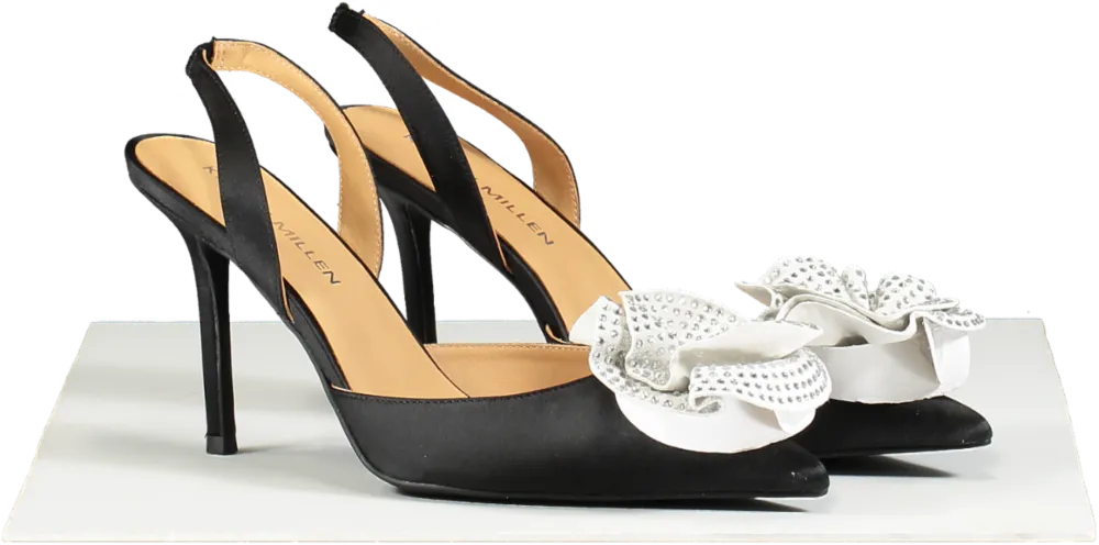 Karen Millen Black Diamante Floral Stiletto Heel UK 6