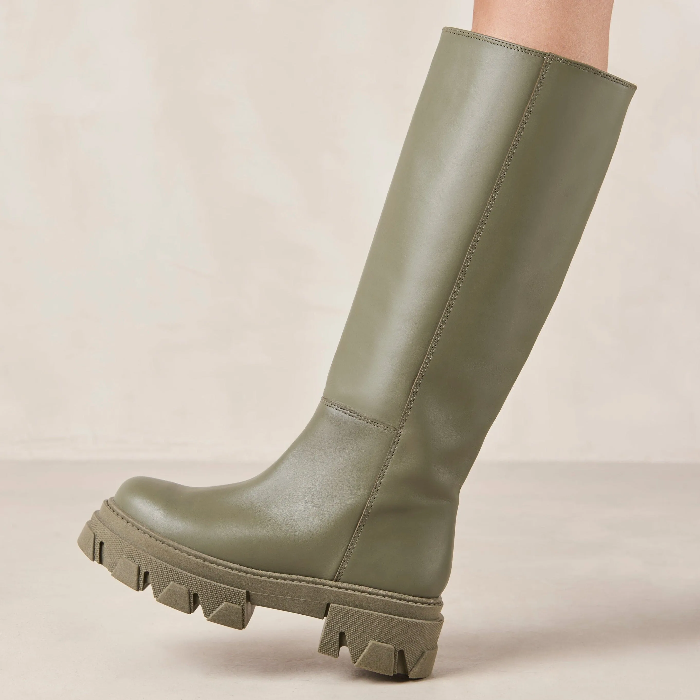 Katiuska Khaki Leather High Boot