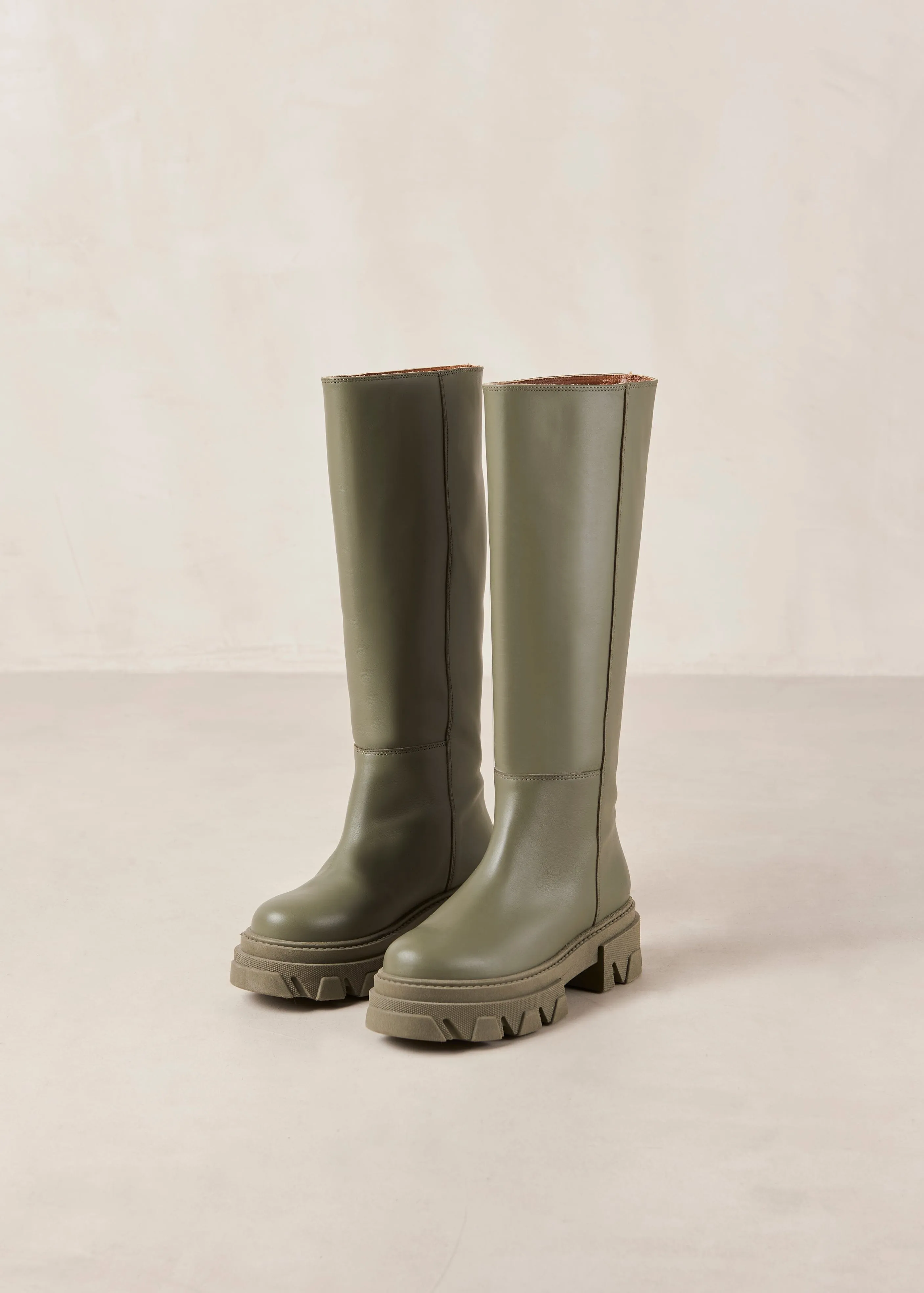 Katiuska Khaki Leather High Boot