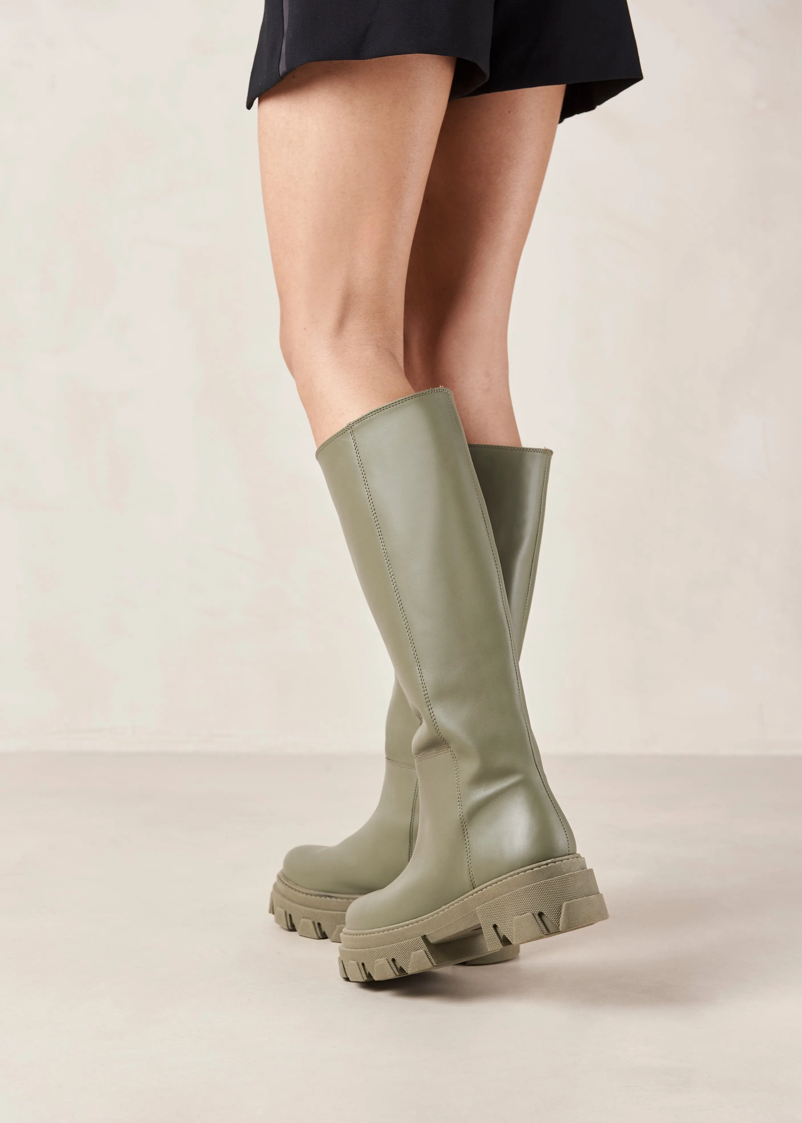 Katiuska Khaki Leather High Boot