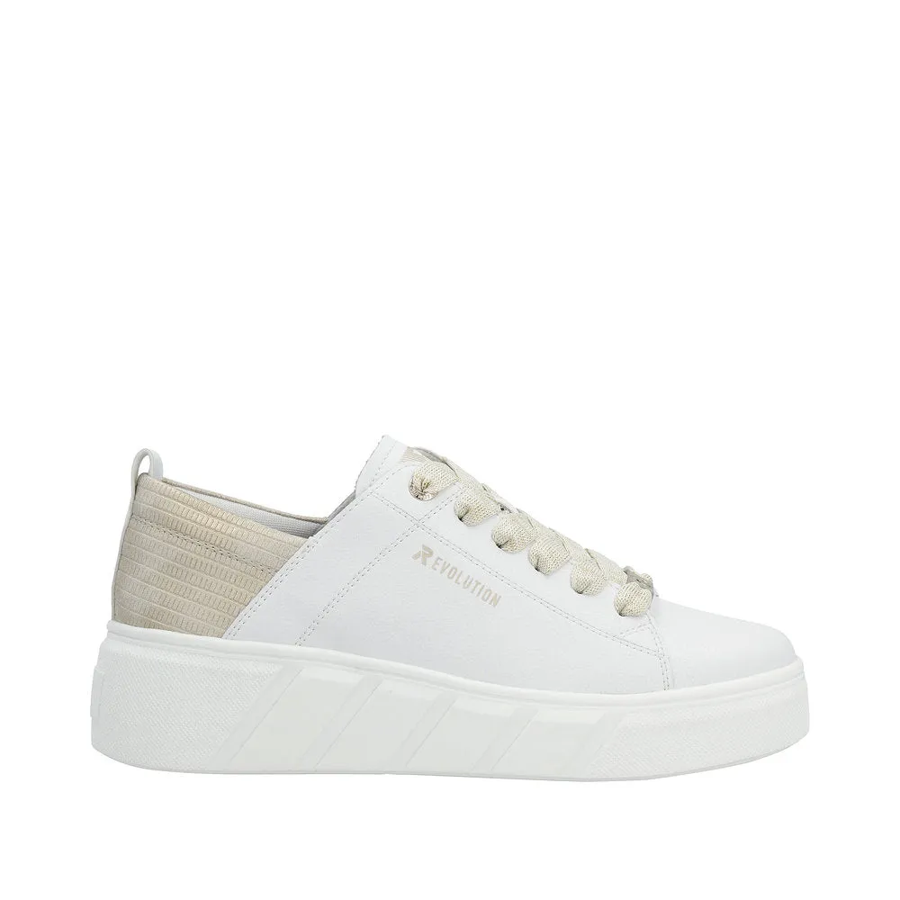 Ladies Rieker Evolution Lace Up Trainers Sneakers White W0502-81 sale