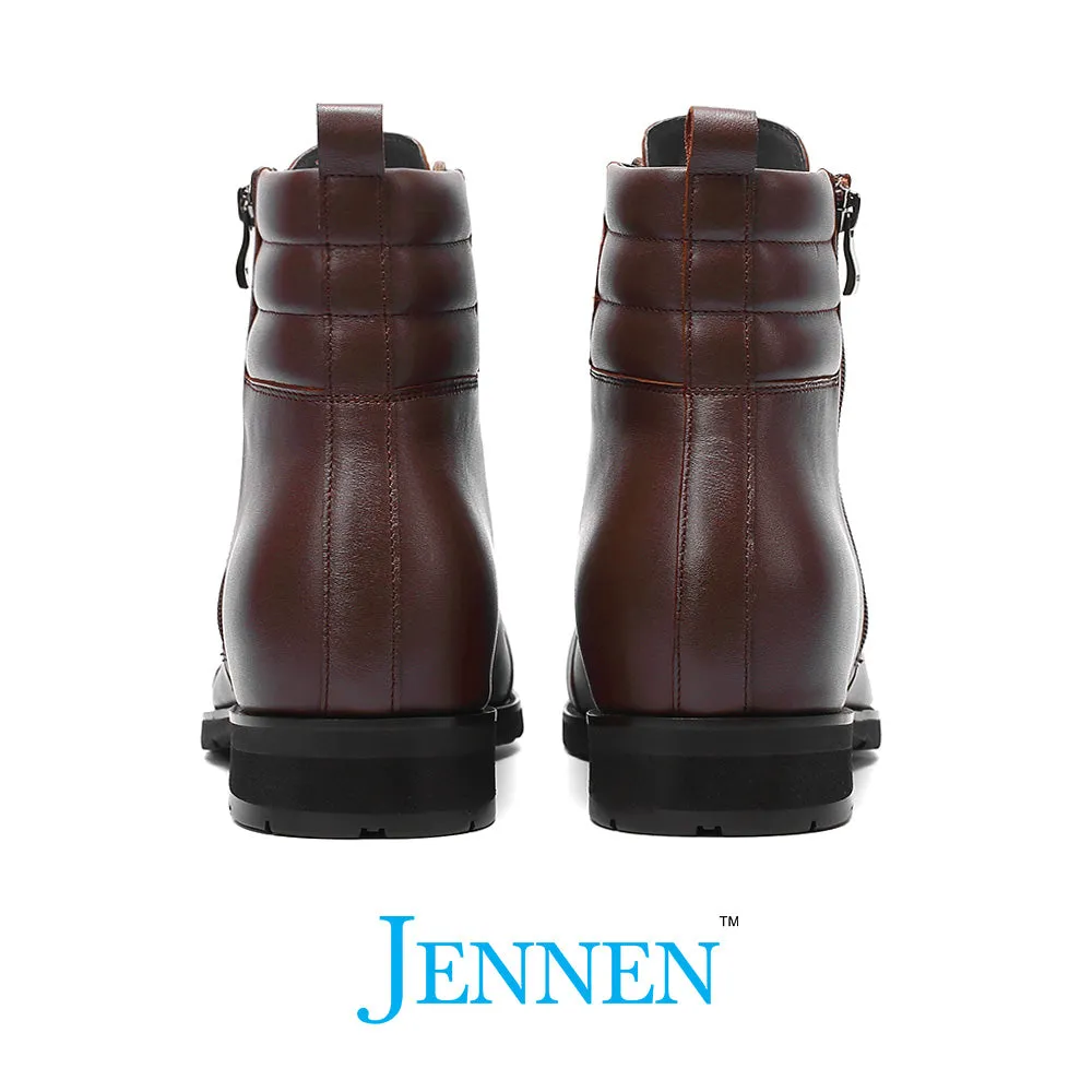 Mr. Abela 8cm | 3.2 inches Brown Stylish Elevator Leather Boots