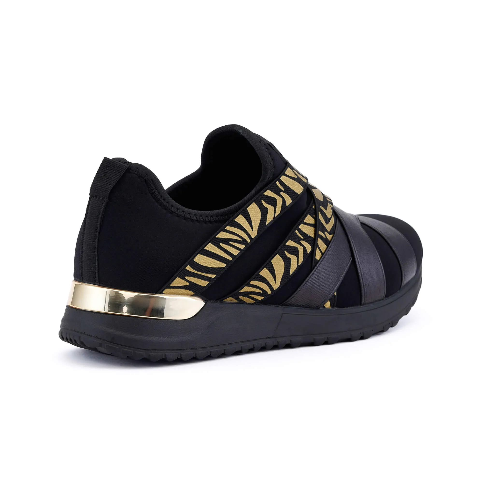 Novara Black Light Gold Zebra Sneakers