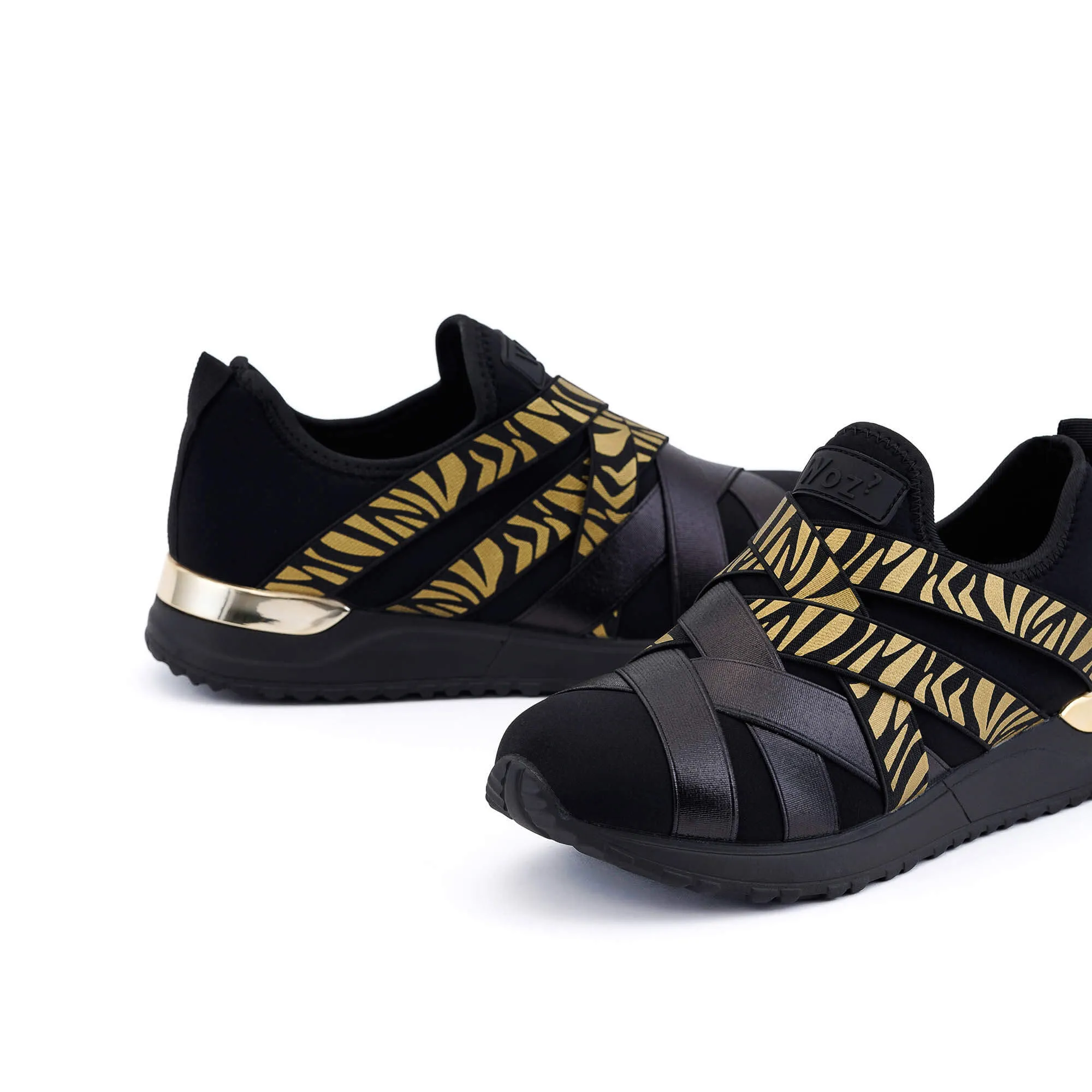 Novara Black Light Gold Zebra Sneakers