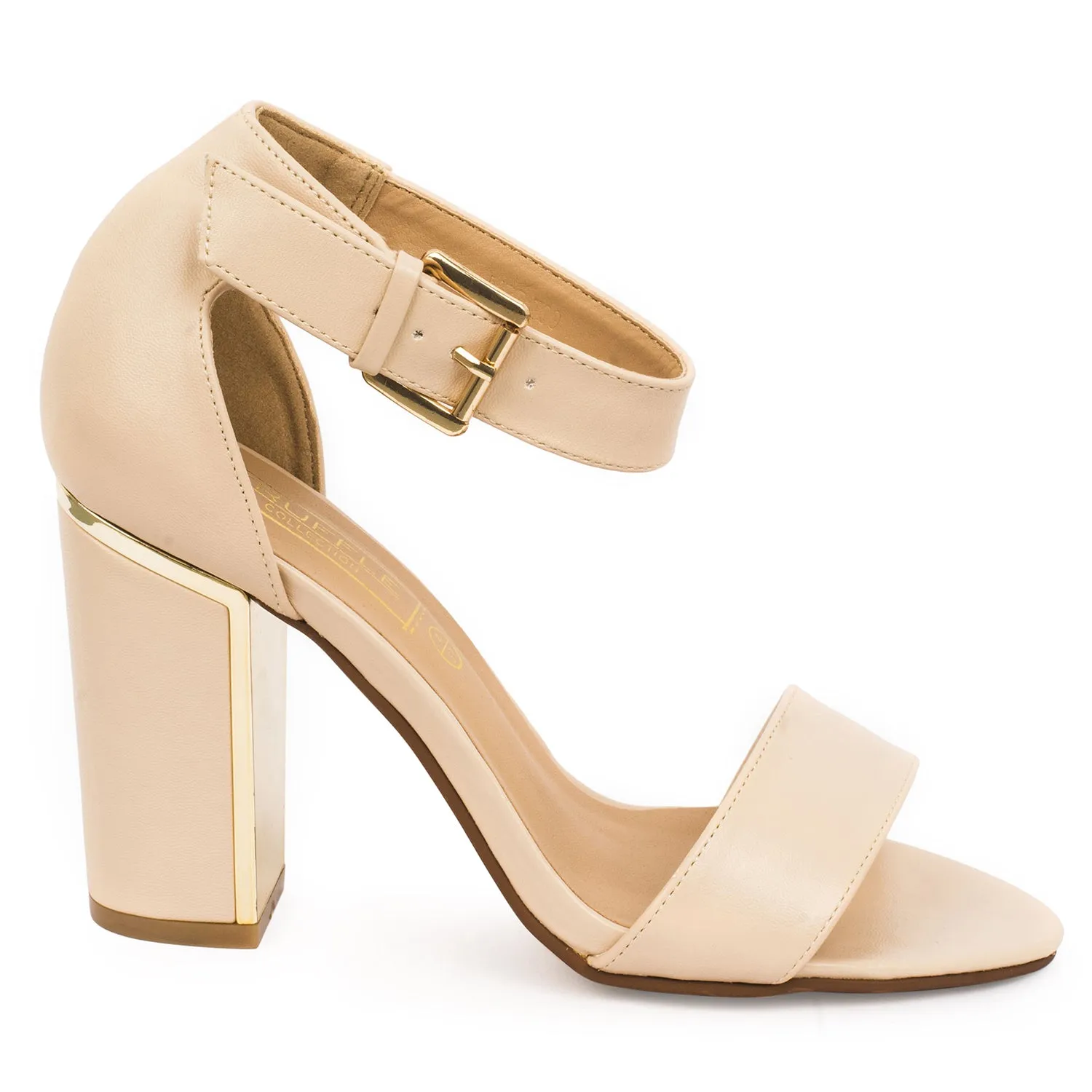 Nude Block Ankle Strap Heel Sandal