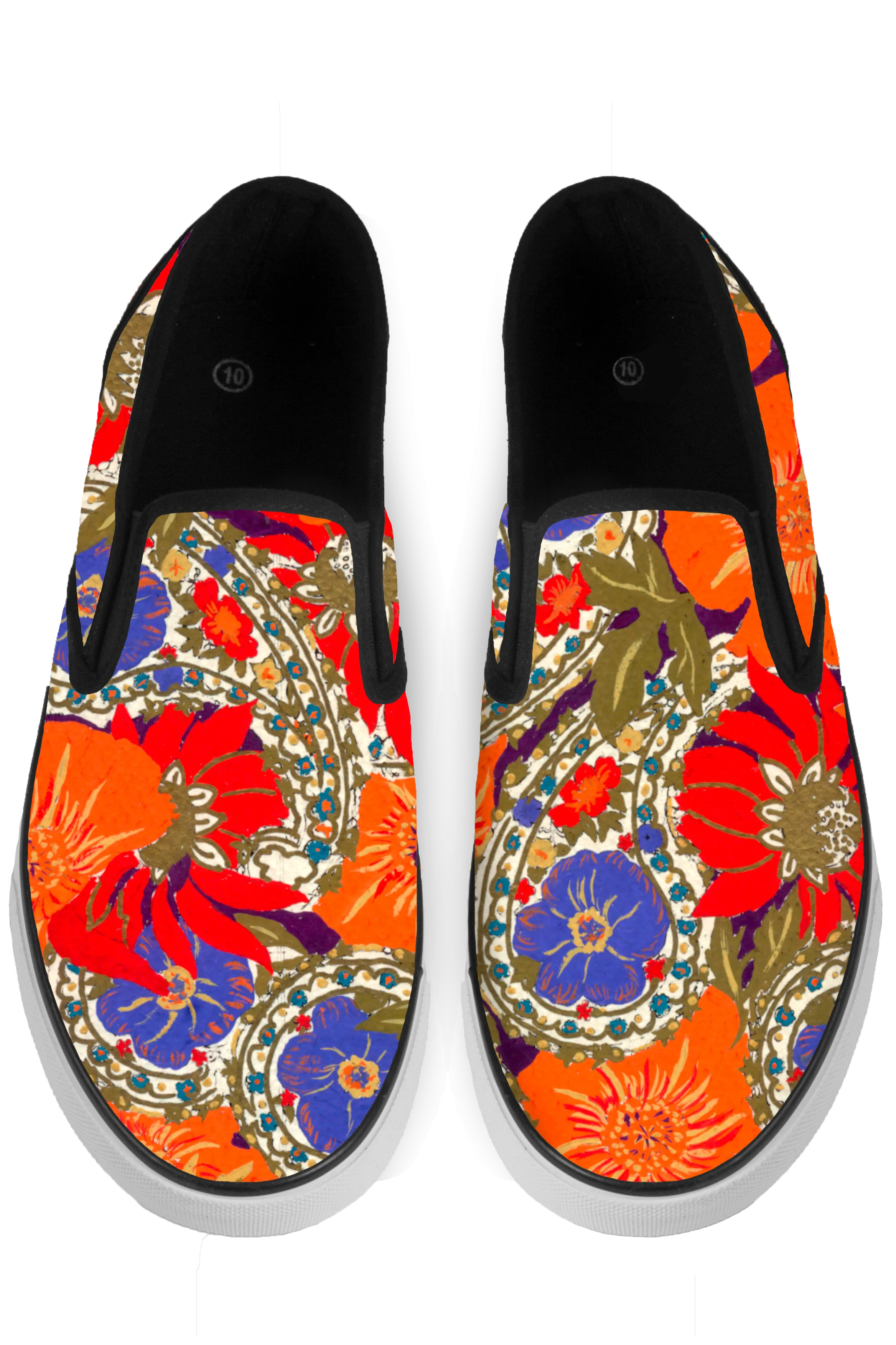 Orange Black Slip On Sneakers - x