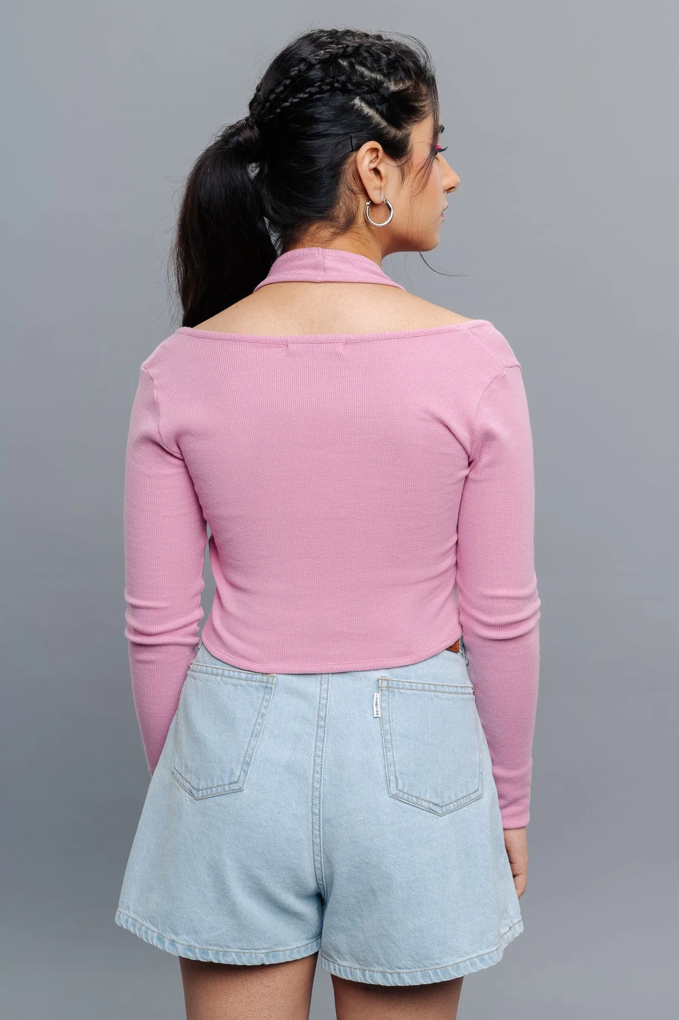 Pink Cut Out Sleeve Top