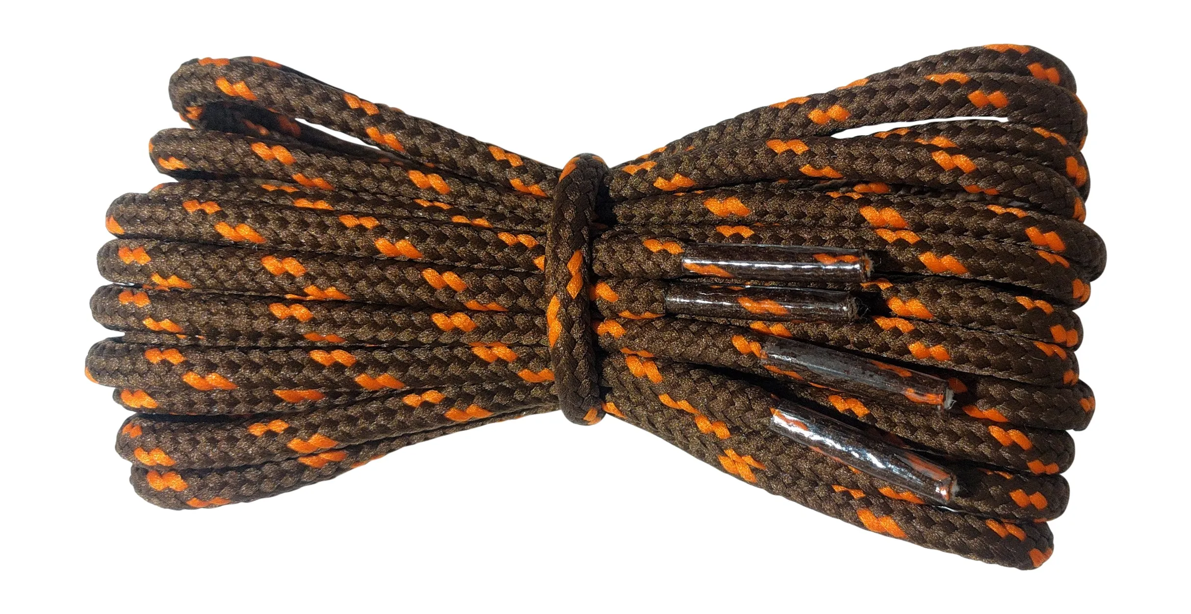 Round 4 mm Brown with Orange fleck boot laces for walking and casual boots