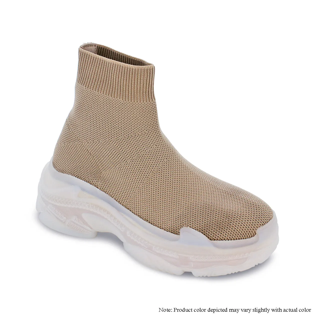 SAWEET-2 STRETCHY FLYKNIT SOCK STYLE SNEAKER-BEIGE