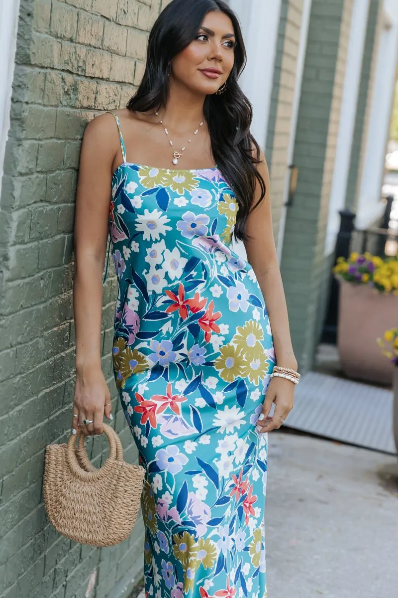 Silky Green Floral Maxi Dress - FINAL SALE