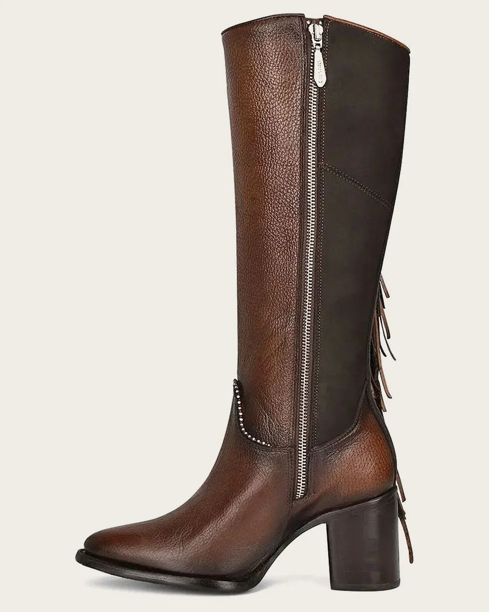 Tall western style brown boot