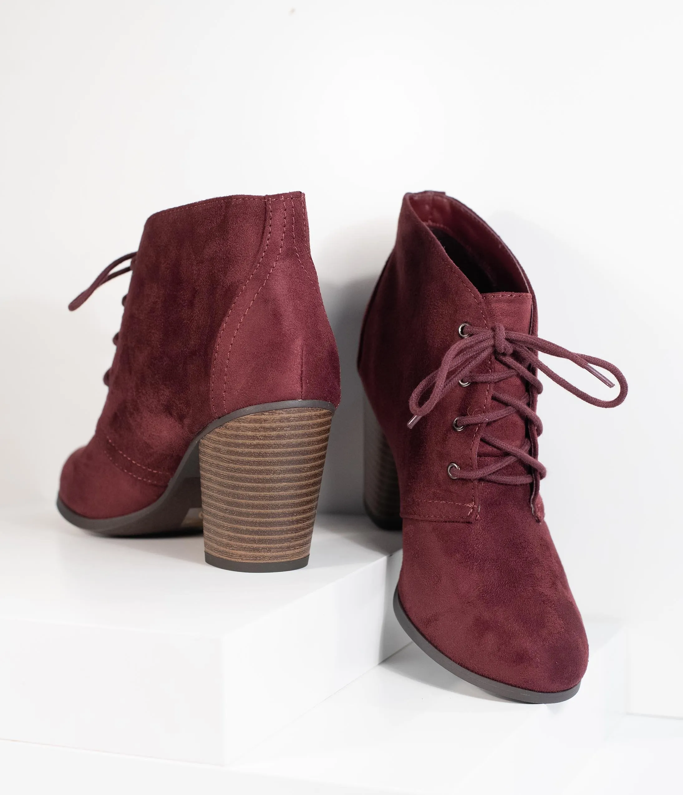 Vino Purple Suede Lace Up Bootie