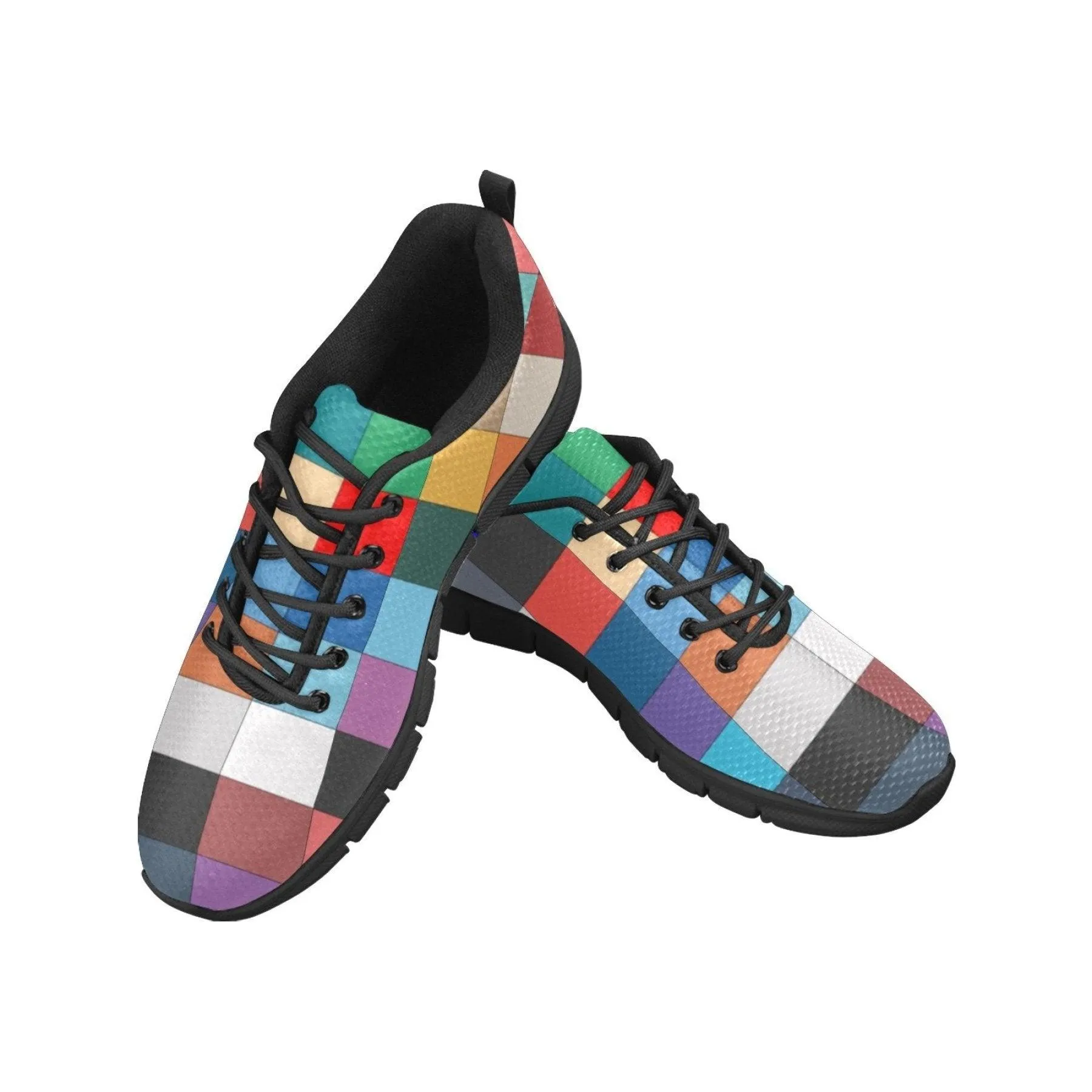 Women's Sneakers,  Block Print - Running Shoes